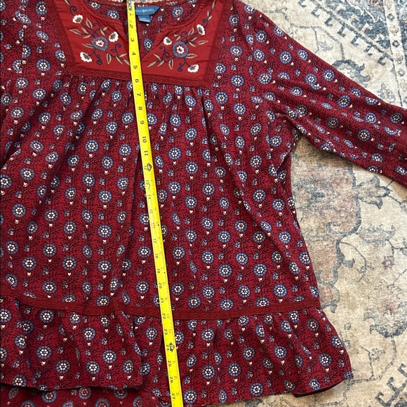 April Cornell Red Floral Blouse Boho Cottage Core - Picture 5 of 8